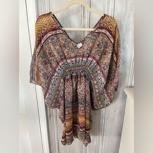 y2k inspired butterfly dress/top/swim coverup semi sheer sz lg boho fairy goth